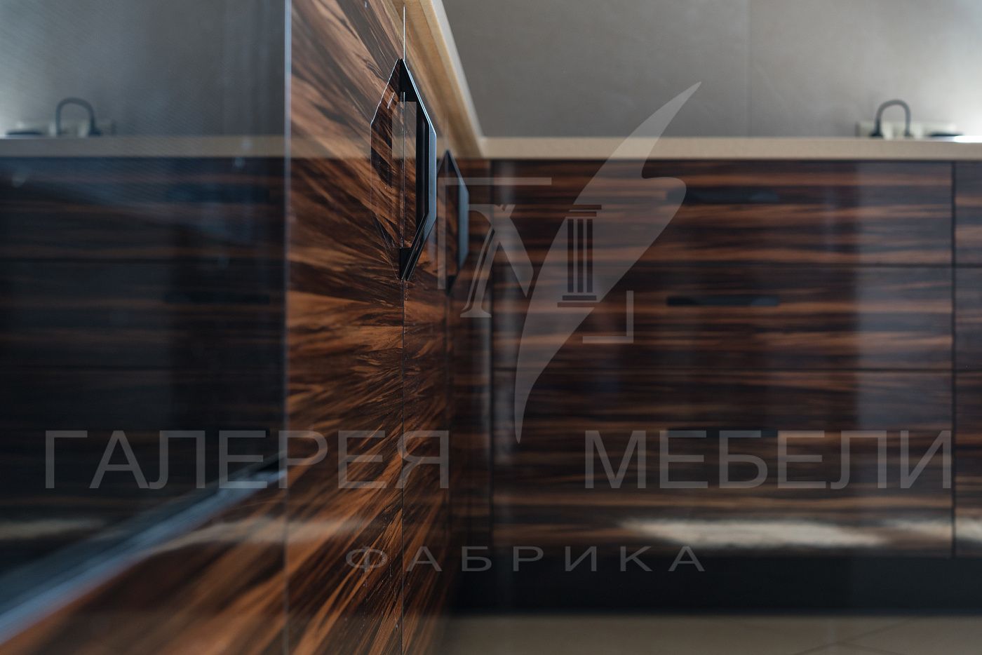 Кухня с чёрными фасадами Рейне 26
